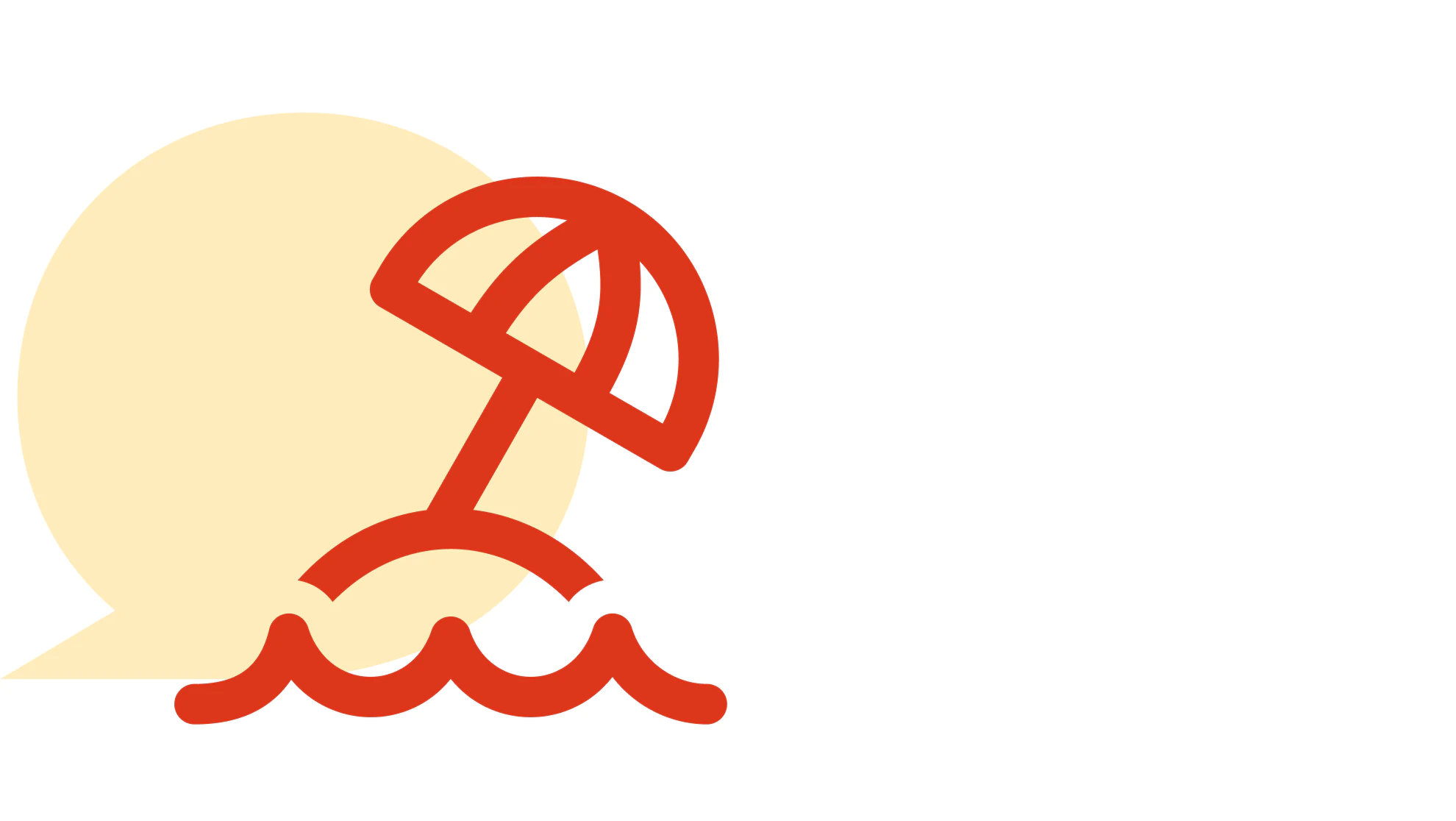 Illustration af en rød parabolantenne med signalbølger over en gul cirkel og bølger på hvid baggrund.