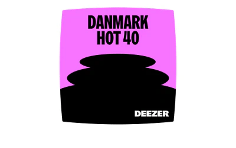 Lilla Deezer-grafik med teksten Danmark Hot 40 og Deezer-logo nederst.