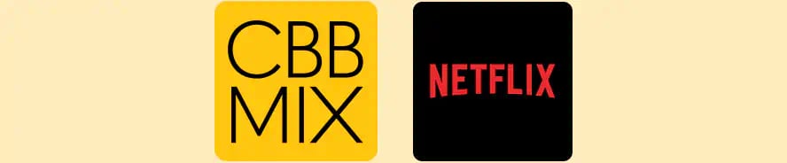 CBB MIX-logo ved siden af Netflix-logo på lys baggrund.
