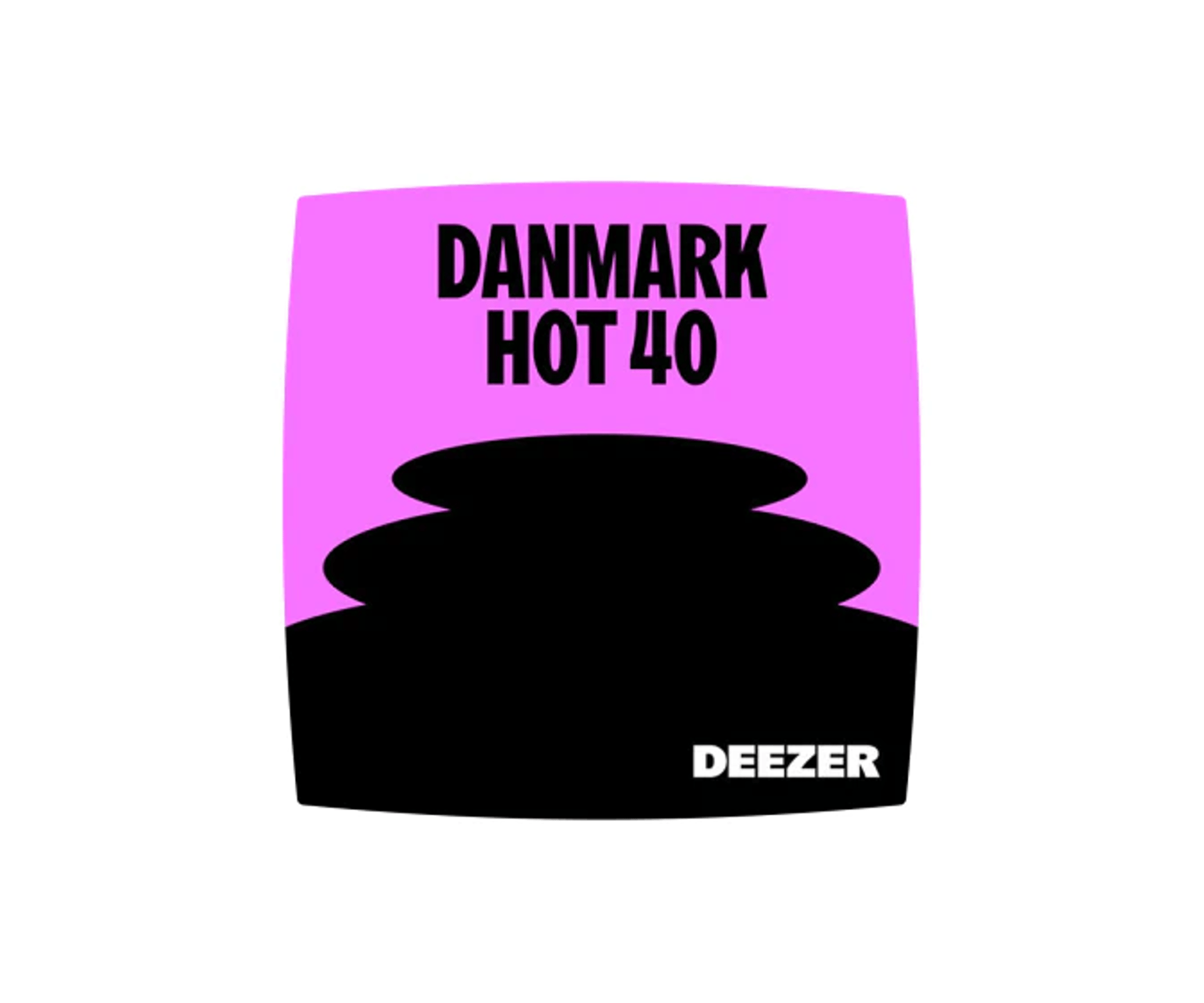 Pink Deezer-grafik med teksten Danmark Hot 40 og Deezer-logoet nederst.