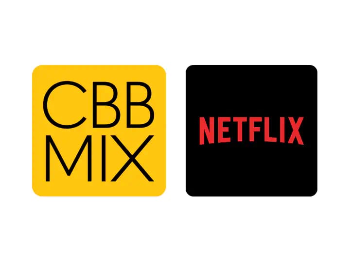 CBB MIX-logo ved siden af Netflix-logo på hvid baggrund.