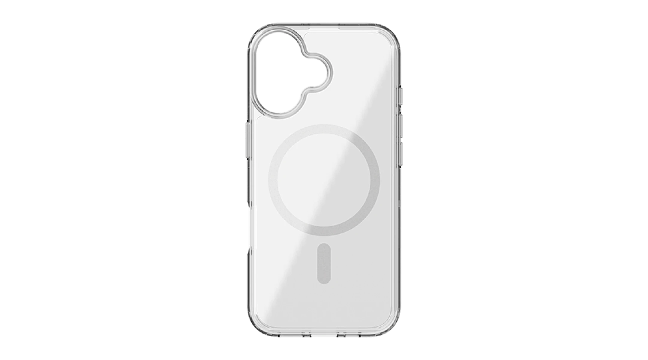 Gennemsigtigt Hkey Lofoten-cover til iPhone 17 med integreret MagSafe-ring og præcise udskæringer til kamera og knapper.