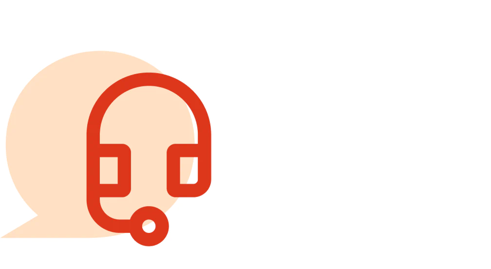 Illustration af et headset foran en lys taleboble, der symboliserer kundeservice og support.