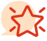 En illustration med en orange stjerne med en markant omrids og accentlinjer på en lys ferskenfarvet, cirkulær baggrund, som symboliserer tilfredshed.
