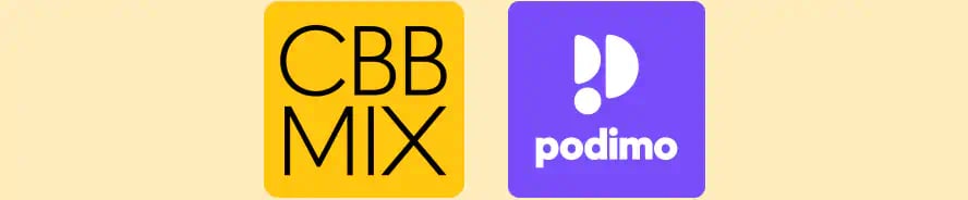 CBB MIX og Podimos logoer på gul baggrund signalerer et samarbejde.