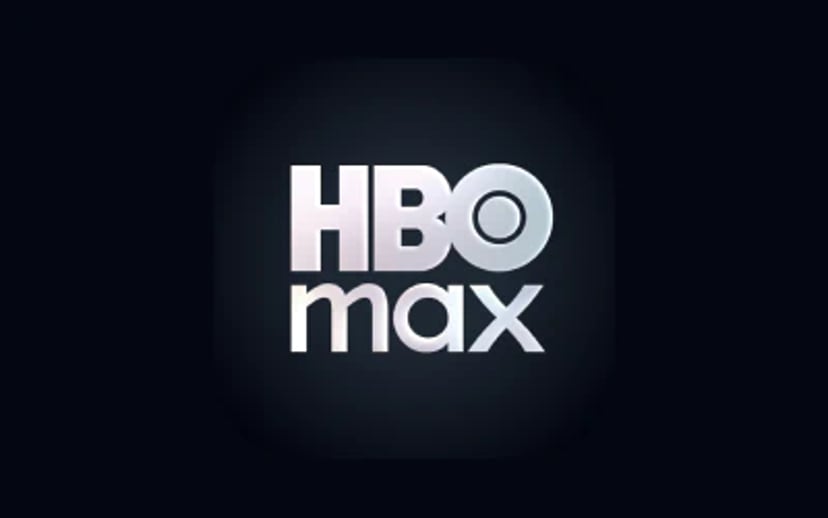 HBO Max-logo i hvidt på mørk baggrund med en enkel, centreret visning.