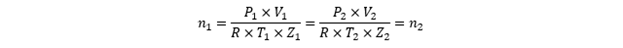 Condition of the gas law if there is constant pressure and temperature between WS and MUT