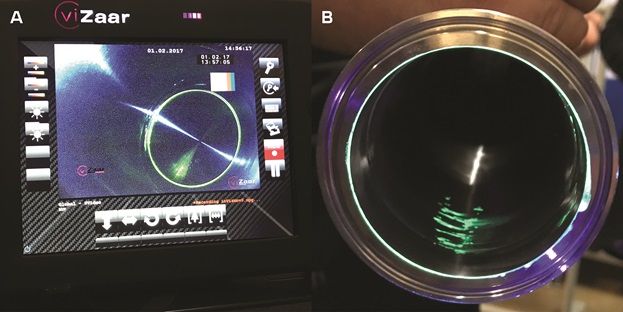Rengøringsvalidering i rør med penetrant afslørende utilstrækkelig rengøring ved pakning og dead ends. Forsøg foretaget af FORCE Technology på Alfa Lavals testcenter.