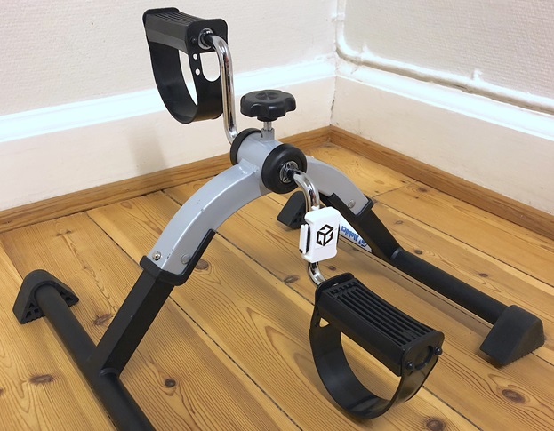 Den nye prototype monteret på en pedaltræner