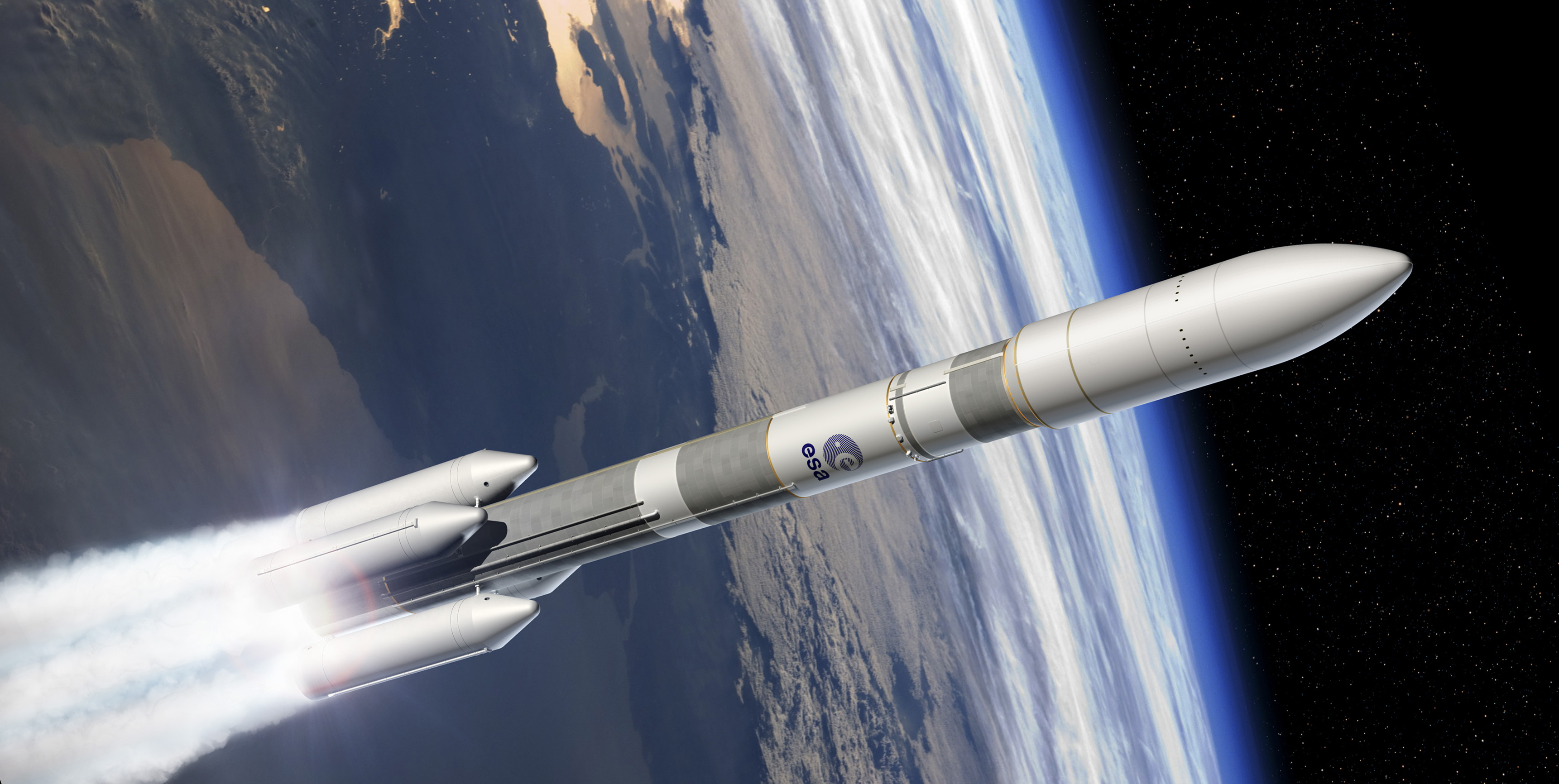 Artist's view of the Ariane 6 four boosters configuration A64