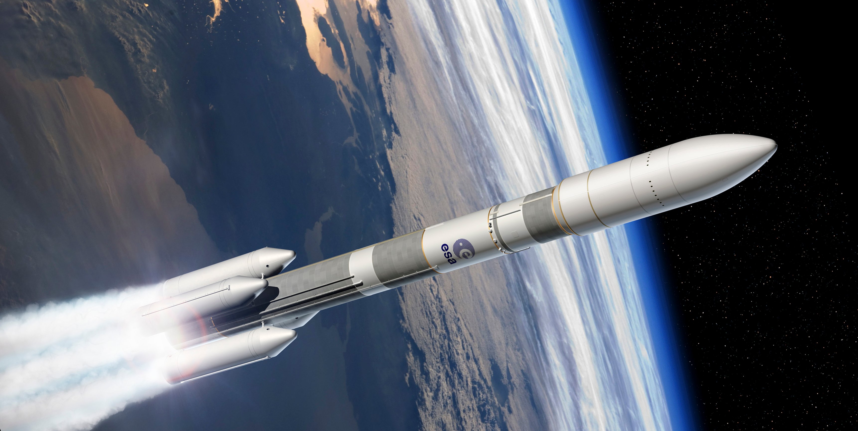 Artist's view of the Ariane 6 four boosters configuration A64
