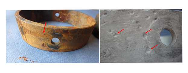 Carbon steel coupons after exposure to formation water + ScCO2 + impurities at Welltec's facility.